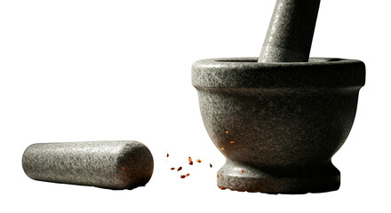 3D Render Granite Mortar and Pestle on Black Background