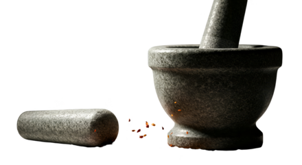 3D Render Granite Mortar and Pestle on Black Background