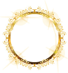 Elegant Golden Frame with Ornate Gold Decoration and Luxury Border Design for Invitation, Poster, or Certificate