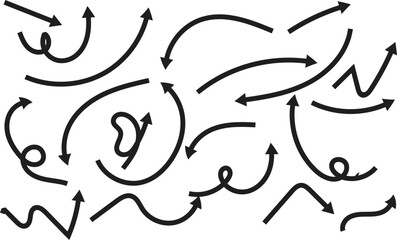 Abstract vector illustration of a hand-drawn black floral line-art tattoo design element