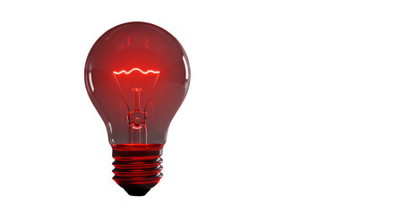 3D Render Red Light Bulb Isolated Transparent Background