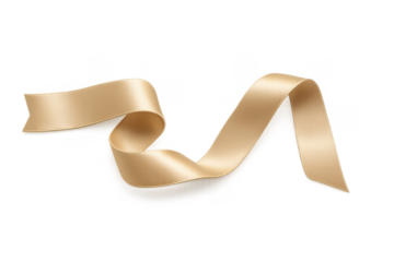 Golden satin ribbon flowing in elegant swirl