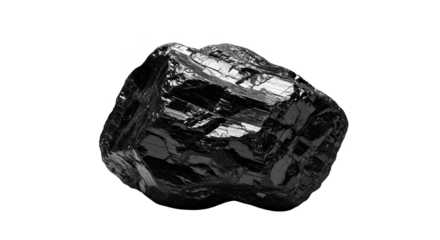 3D Rendering of a Black Rough Crystal on Transparent Background