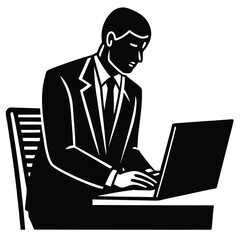 project manager doing work on white background