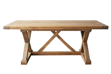 Fototapeta premium Trestle dining table showcasing natural wood finish and sturdy design, perfect for contemporary dining spaces in any home or restaurant