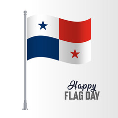 Panama Flag Pole Vector Illustration Wavy Flag Pole Happy Flag Day
