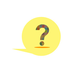 Colorful question mark in a yellow speech bubble PNG with a transparent background