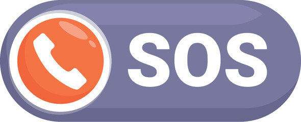Emergency sos button with phone symbol is ready for urgent call in dangerous situation