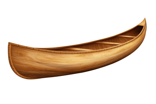 Beautiful wooden canoe isolated on a transparent background, perfect for outdoor adventures and serene water experiences - Powered by Adobe