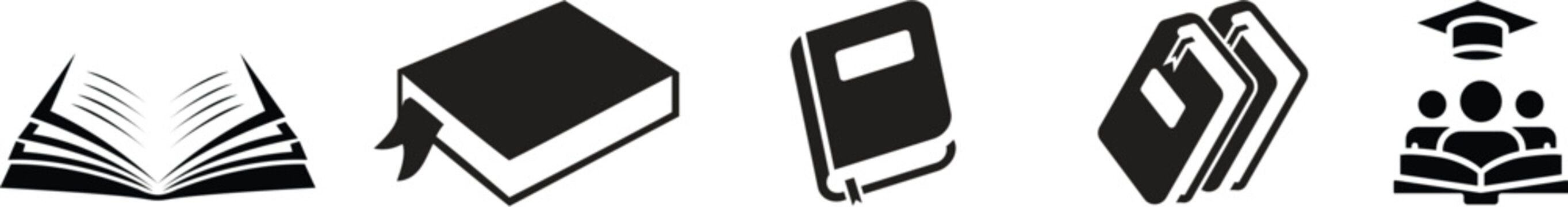 Creative black open book logo vector design illustration. Book icon set. open book icon vector. ebook icon set.Open book icon isolated on transparent background.Knowledge icon in editable stroke