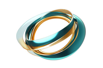 Planetary ring system featuring beautiful teal and gold bands gracefully intertwined in a stunning celestial display above a dark backdrop