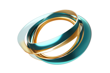 Planetary ring system featuring beautiful teal and gold bands gracefully intertwined in a stunning celestial display above a dark backdrop