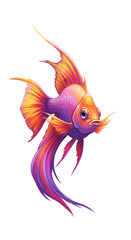Obraz premium Illustration of a vibrant orange and purple fantasy fish isolated