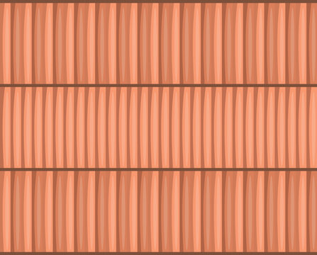 Uniform terracotta roof tiles arranged in a repeating pattern, ideal for backgrounds and textures related to construction, architecture, and roofing
