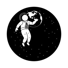 Fototapeta premium Astronaut Floating in Space Silhouette