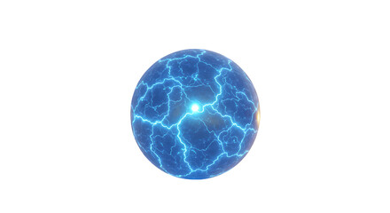 Abstract Blue Energy Orb with Lightning Effects Isolated