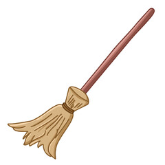 Cute cartoon hand drawn vector broom with a handle clipart.