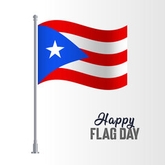 Puerto Rico Flag Pole Vector Illustration Wavy Flag Pole Happy Flag Day