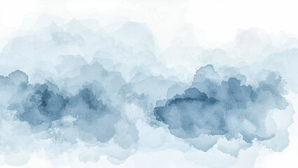 Soft abstract watercolor background in light blue and aqua hues blending seamlessly. Fluid texture with smooth gradients and cloud-like formations creating a calm, airy, and artistic visual atmosphere