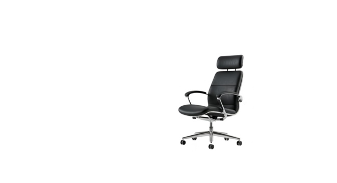 Isolated Black Leather Office Chair on Transparent Background Realistic - Powered by Adobe