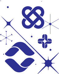 Pisces zodiac sign vector icon set illustration with seamless pattern design
