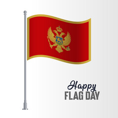 Montenegro Flag Pole Vector Illustration Wavy Flag Pole Happy Flag Day