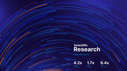 Technology Digital Particles Flow Background with Blue Glowing Data Lines for Science Research, AI Artificial Intelligence, and Big Data Presentation. Futuristic Abstract Vector Illustration.