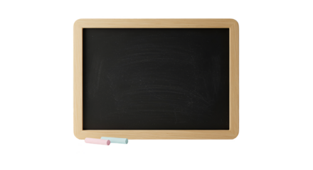 Isolated Blackboard with Chalk Pieces and Wooden Frame