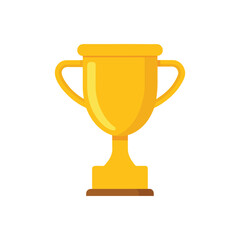 Golden trophy cup award symbol of victory success and achievement on white background