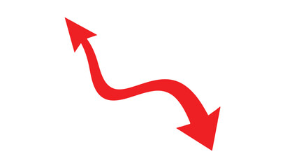 Red wavy arrow showing downward trend and decline