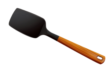 Bbq spatula with wooden handle isolated on transparent background ready for grilling or outdoor cooking activities