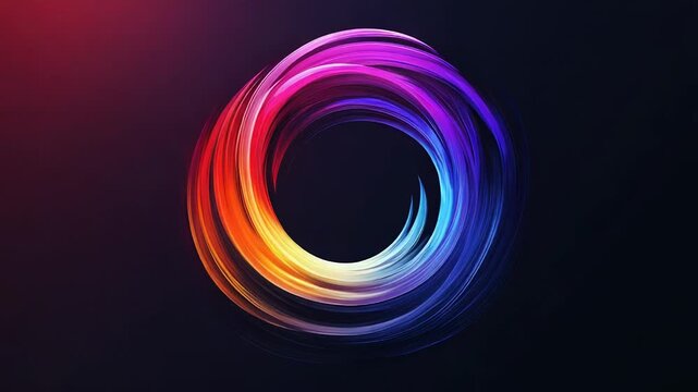 Abstract swirling rainbow color circle motion background