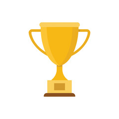 Golden trophy cup award symbol of victory and achievement on white background