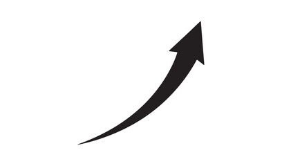 Black curved arrow pointing upwards and to the right on a white background
