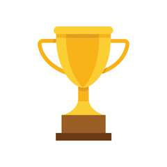 Golden trophy cup award symbol of victory and achievement on white background