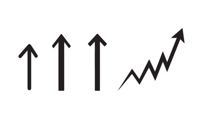 Four black arrows pointing upwards showing growth and progress