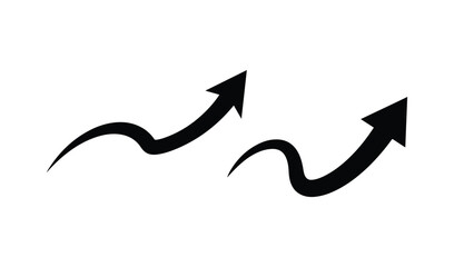 Two hand drawn black wavy arrows pointing upwards on white background
