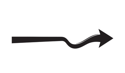 Black hand drawn wavy arrow pointing to the right on a white background