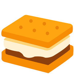 Classic s’mores with chocolate, marshmallow, and crackers, sweet snack element for camping, dessert, and cozy food illustrations.