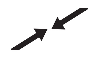 Two black arrows pointing towards each other on a white background