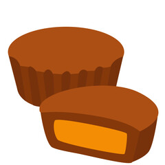 Chocolate peanut butter cups, sweet dessert element for candy, bakery, and snack illustration perfect for sweets or cafe design.