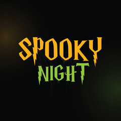 Happy Halloween typography with pumpkins and dark background, festive spooky design.