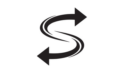 Black s shape with opposing arrows symbolizing exchange or balance