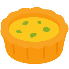 Golden baked egg tart with creamy custard filling, sweet snack element perfect for bakery, dessert, and cafe illustrations.