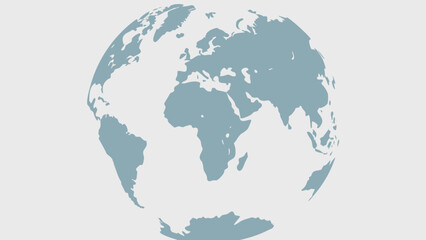 A stylized globe showing continents like africa europe and asia on a light background in a simple design