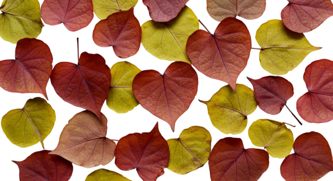 Autumn Leaves Photo Realistic Heart Shape Red Yellow