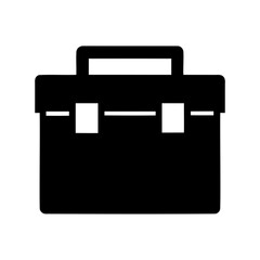 Obraz premium Black and White Flat Icon of a Briefcase, Business Concept, Security and Storage