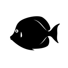 Naklejka premium Simple Black and White Tropical Fish Illustration with Minimalist Aesthetic Appeal
