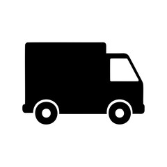 Fototapeta premium Icon of a black delivery van on white background for transport