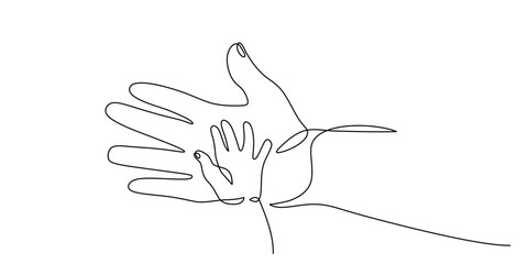 Fototapeta premium Continuous Line Art of a Parent Holding a Baby's Hand